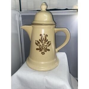 Pfaltzgraff Village Cream & Brown Coffee Tea Pot 10" #6-550 with LID